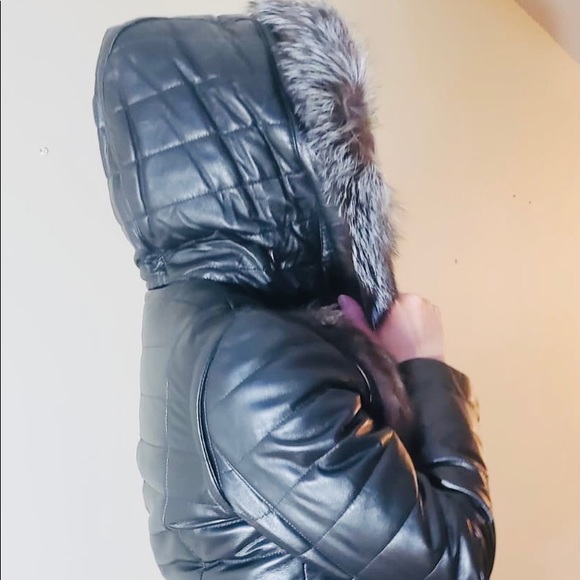2-in-1 winter leather jacket with silver fox - Picture 6 of 16